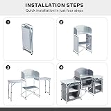 Warmiehomy Folding Camping Kitchen Unit Grey 175x40x110cm 3 Worktops view 5