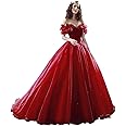 LEJY Women's Off Shoulder Cinderella Quinceanera Dresses Long Sweet 16 Prom Ball Gowns