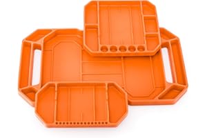 Aocoom 3pcs Large Non-Slip Flexible Tool Tray, Tool Mat, Tool Organizer, Tool Storage, Tool Holder, Grip Mats, No Magnets (Orange)