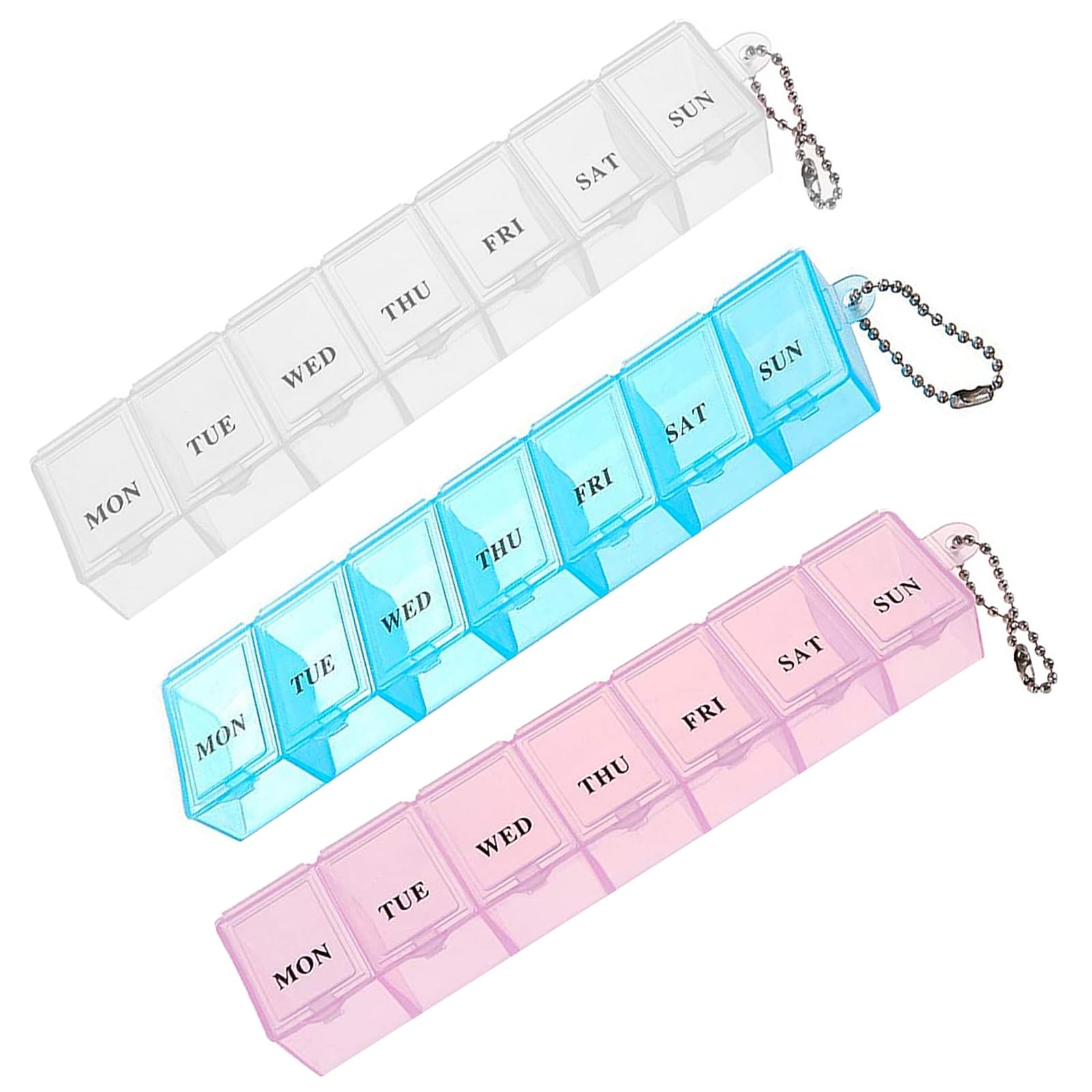 Lanzn 3 Packs Medical Weekly Pill Box, Day Tablet Box Organiser 7 Day Pill Storage Case Reminder Pill Box Dispensers Am Pm Pill Container Separate Dosset Box for Medicines