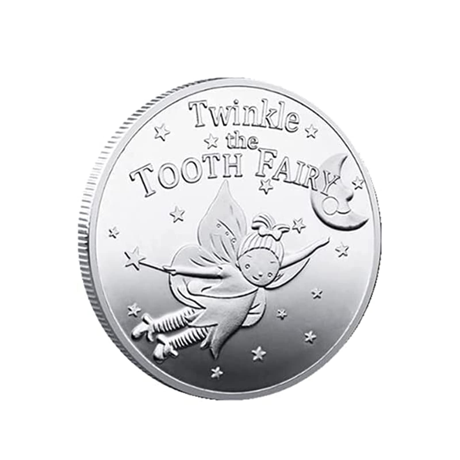 WLYCsheng Tooth Fairy Gift Coin Double Sided Commemorative Coin Metal Engraved Patterns Keepsake for Kids(Silver)
