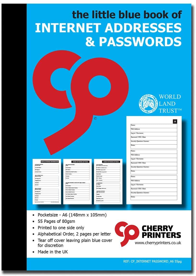 The Little Red/Blue Book of Internet Addresses and Passwords A6 105mm x 148mm (Blue)