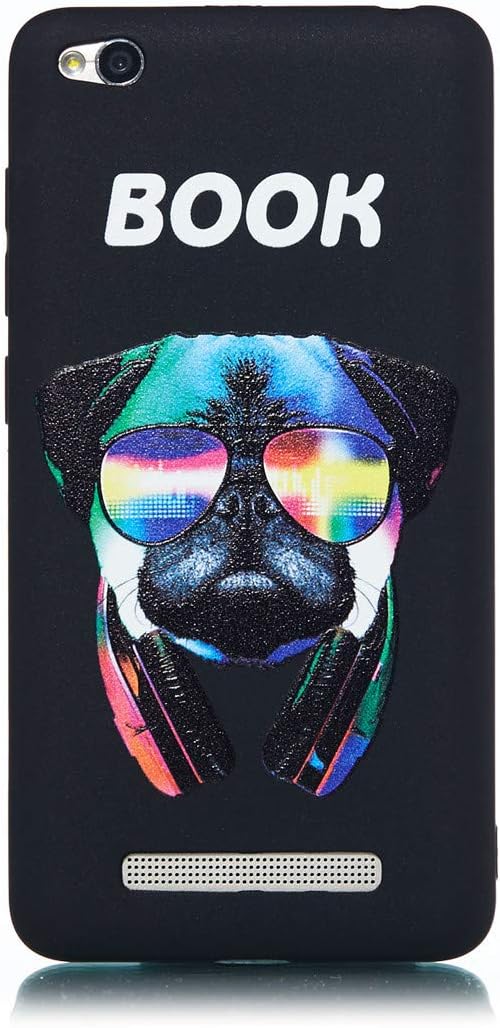 Chreey Phone Case for Xiaomi Redmi 4A, Black Anti-scratch 3D Pattern Soft Silicone TPU Protective Back Cover, Music dog - Book