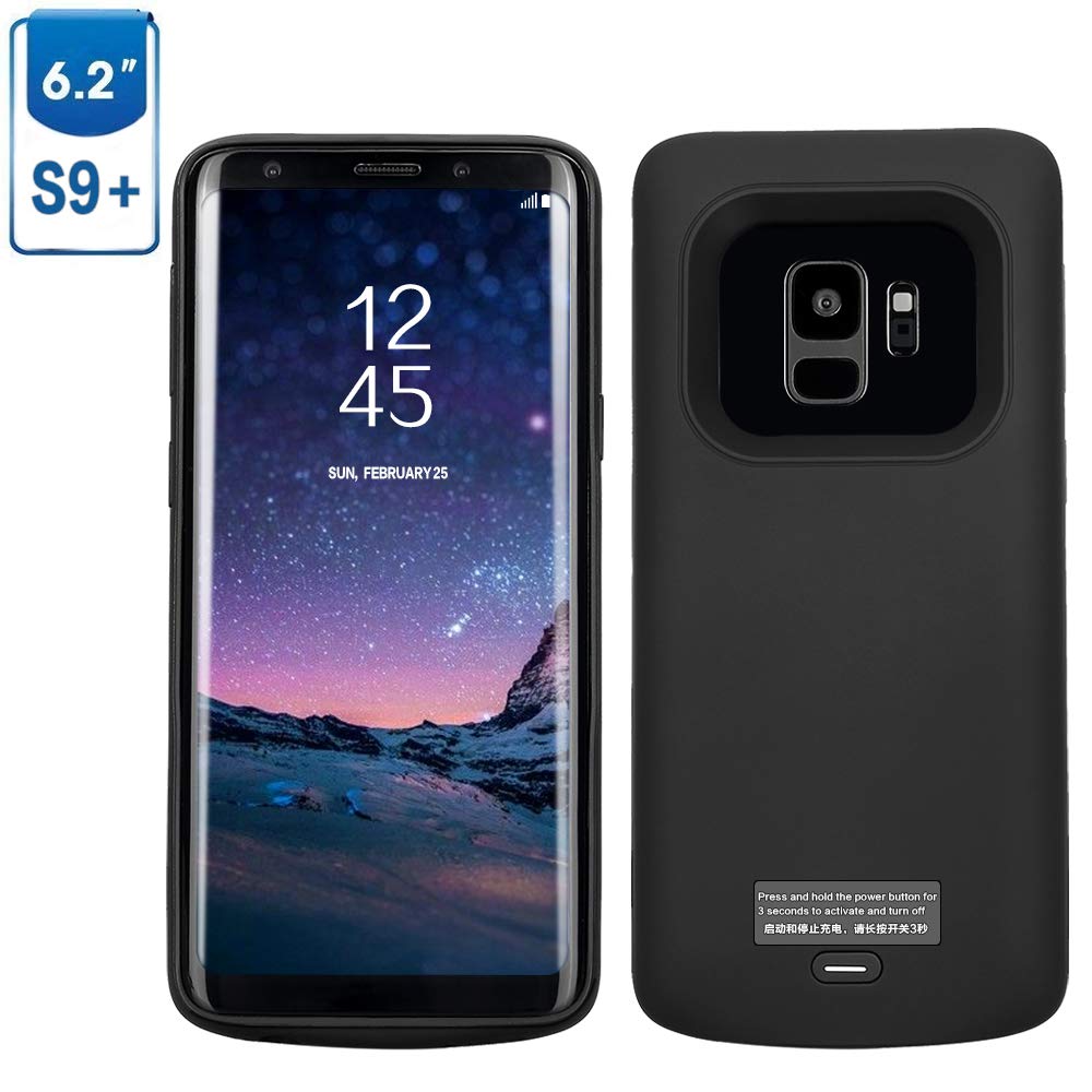 Mbuynow Galaxy S9 Plus Coque Batterie Power Case Magnétique Coque Chargeur de Protection Batterie Externe Rechargeable Etui de Chargement 5200mAh Pour Samsung Galaxy S9 Plus-Noir
