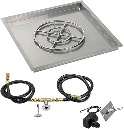 Square Gas Fire Pit Kit Drop In Pan With Burner Gas Connections