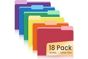 SUNEE File Folders, 18 Pack Manilla Folders 8.5 x 11, Colored Folder Office Organization Home School Folders for Documents Files Paper,6 Assorted Colors