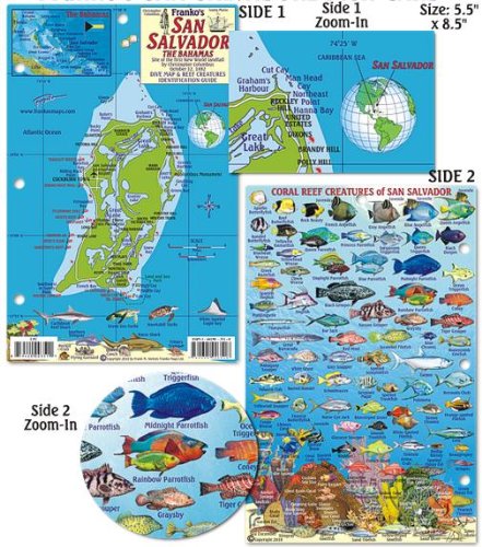 Download San Salvador Island Bahamas Dive Map & Reef Creatures Guide Franko Maps Laminated Fish Card