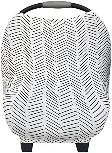 Baby Car Seat Cover Canopy and Nursing Cover Multi-Use 5 in 1 "Funky Arrow" Black & White Gift by Stormbaby.