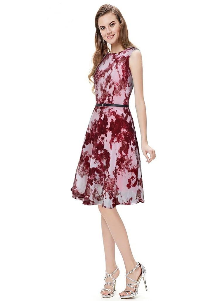 purvaja women's western wear skater dress(badal maroon)