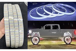 YDZWAVUI Cold White Quad Row 4Rolls Brightest LED High Intensity 17.5" Wheel Rim Lights Solid Color x4PCS Tire Rim Lighted Wheel Off-Road for Car Truck SUV Pickup All Vehicle Bluetooth Control