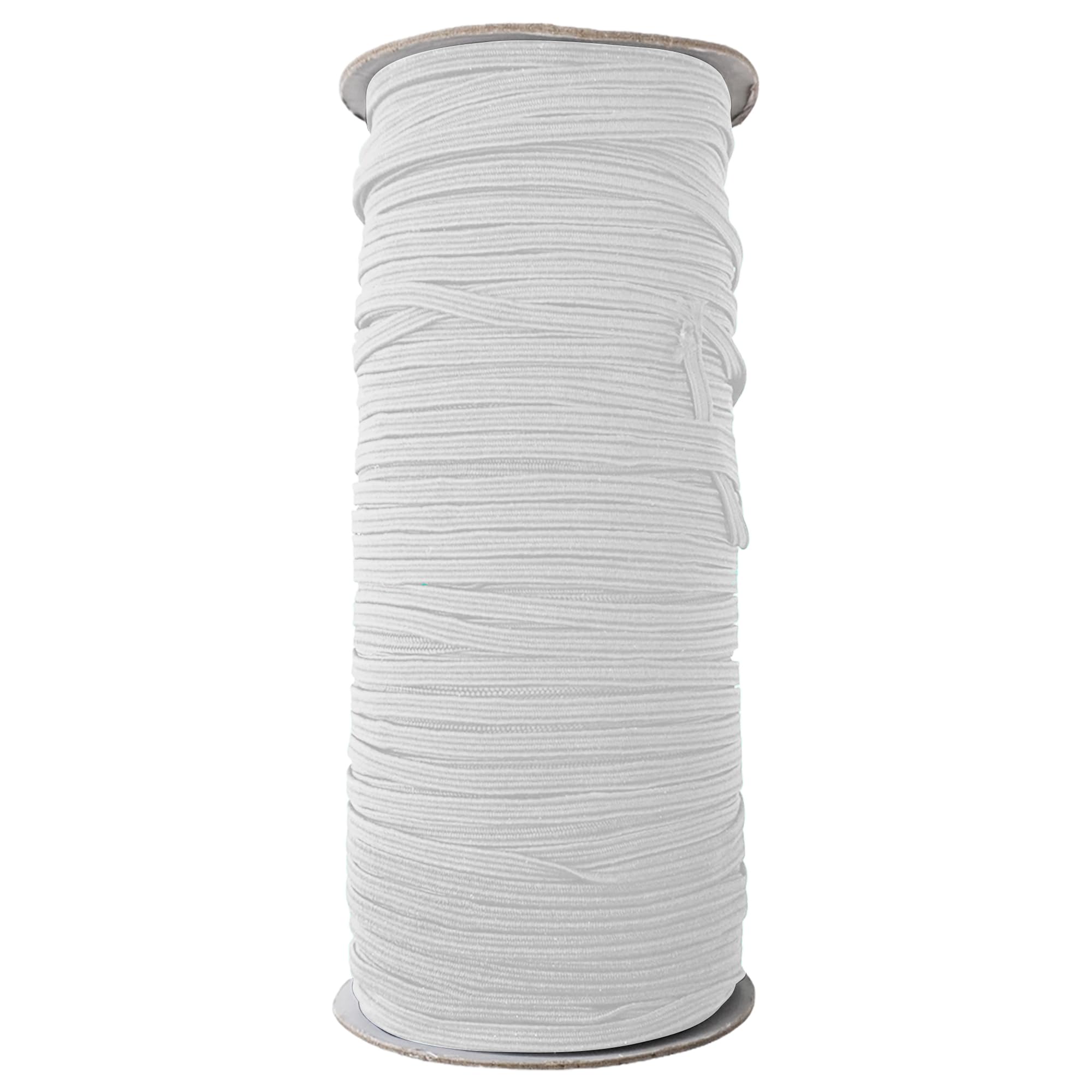 WedDecor White 4mm Flat Elastic Band for Sewing & Craft, 100 Metres Long Braided Elastic Band Stretch Strap Spool, Soft Smooth Finish Elastic Cord for Sewing, Knitting, Art & Craft, Clothing