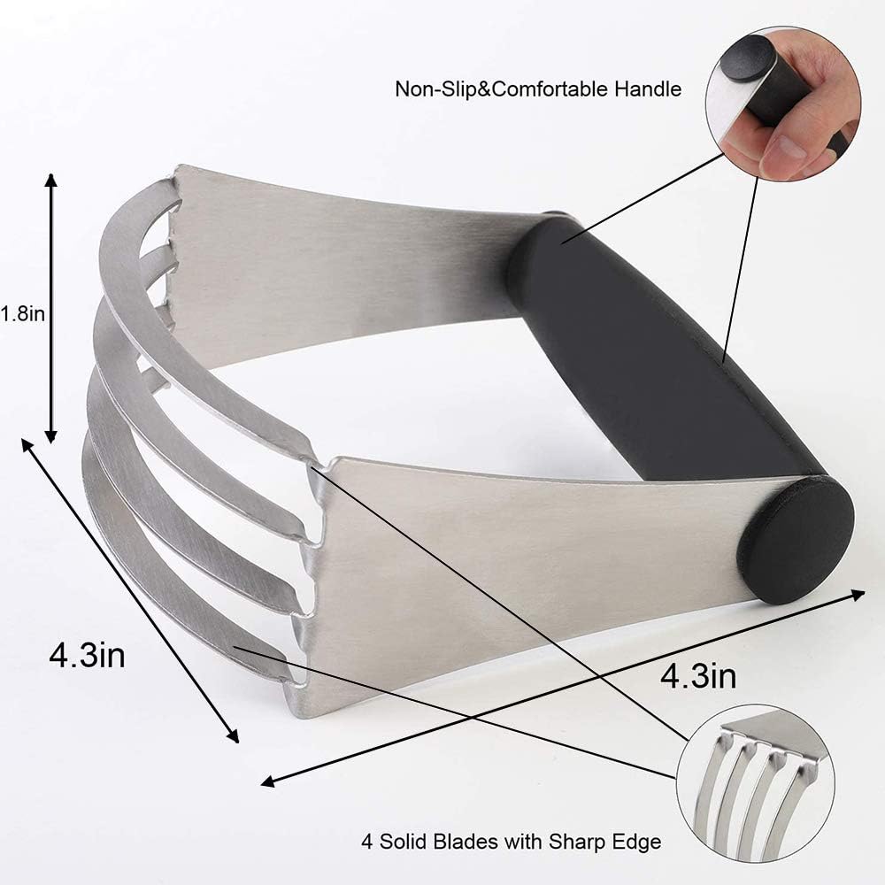 Pastry Blender and Dough Scraper-Professional Stainless Steel Pastry Cutter Set, Multipurpose Bench Scraper-Great as Dough Cutter for Pastry Butter and Pizza Dough, Smooth Baking Dough Tools for Kitchen: Kitchen & Dining