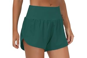 THE GYM PEOPLE Womens High Waisted Running Shorts Quick Dry Athletic Workout Shorts with Mesh Liner Zipper Pockets
