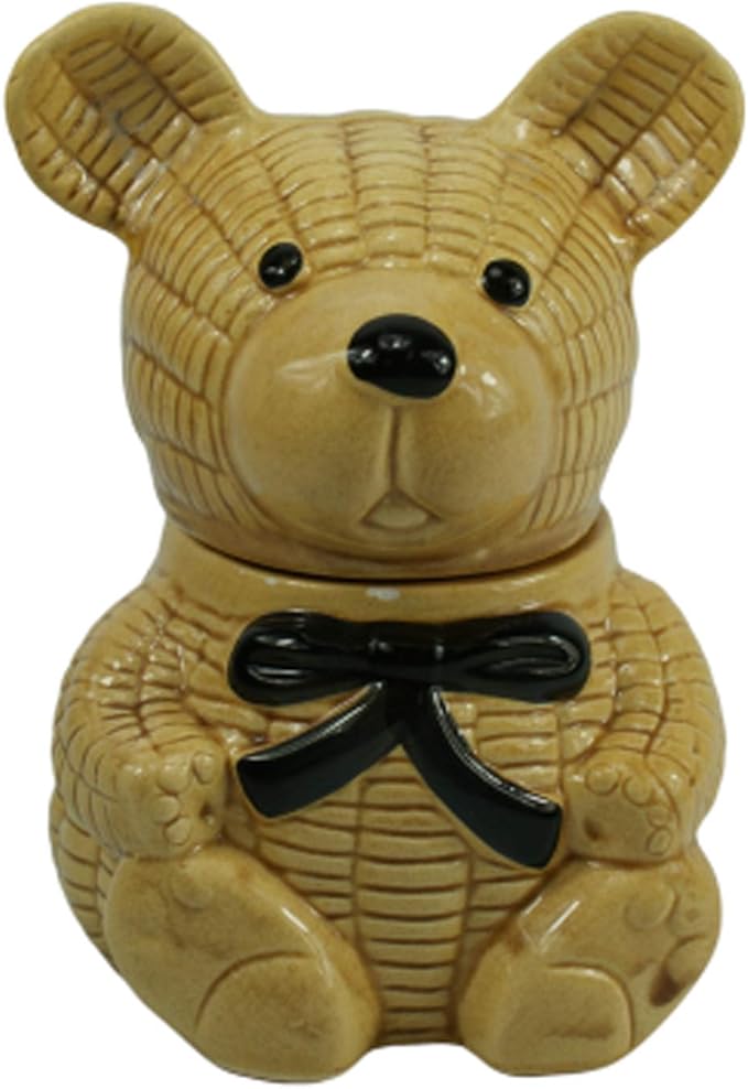 Teddy Bear Honey Jar with a Brown Bow Tie Kitchen & Dining