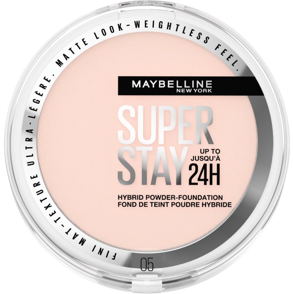 Maybelline Powder Foundation, Long-lasting 24H Wear, Medium to Full Coverage, Transfer, Water & Sweat Resistant, SuperStay 24H Hybrid Powder Foundation, 05 — image 1