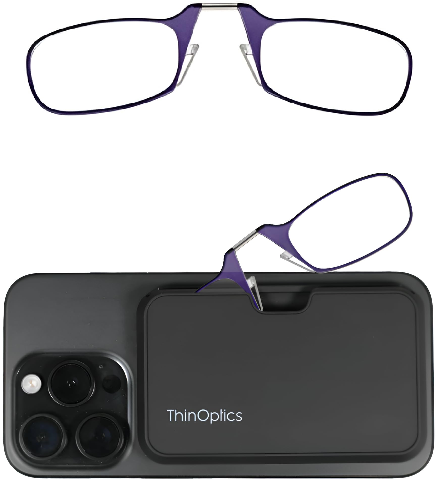 ThinOptics Reading Glasses 2.0 Purple Frames and Universal Compact Case with Foldable 2.0 Reading Glasses, 0.06 kg
