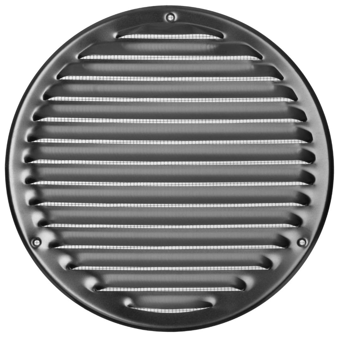 LIRAST 200mm Vent Cover Aluminium - 8 inch Wall Vent Cover with Insect Mesh - Round Ceiling Soffit Vents - External Vent Cover - Metal Ventilation Grilles - Air Vent Covers for Walls