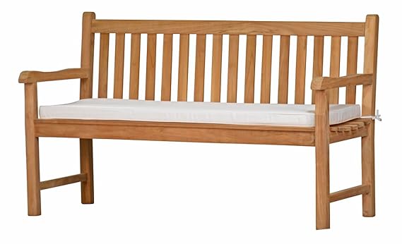 Weiße Bankauflage Kanaria - 110 x 47 cm | ? Bank-Polster aus 100% strapazierfähigem Polyester ? 6 cm dickes bequemes Bankkiss