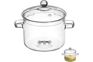 NUOBESTY 1900ml Household Glass Soup Pot High Borosilicate Glass Noodle Cooking Pot with Lid for Home Kitchen Cooking