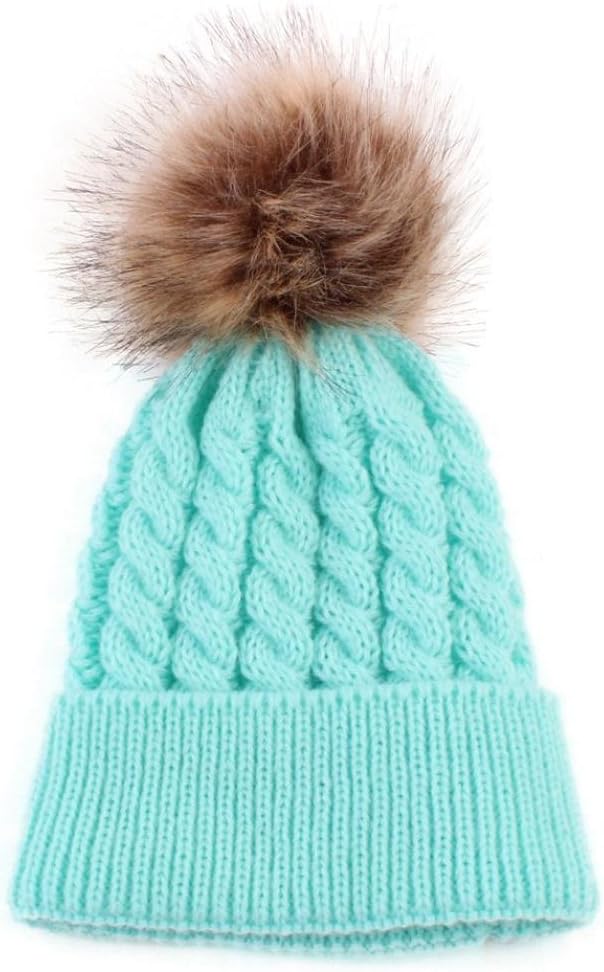 Datework Cute Winter Baby Knitted Wool Hemming Hat (Sky Blue)