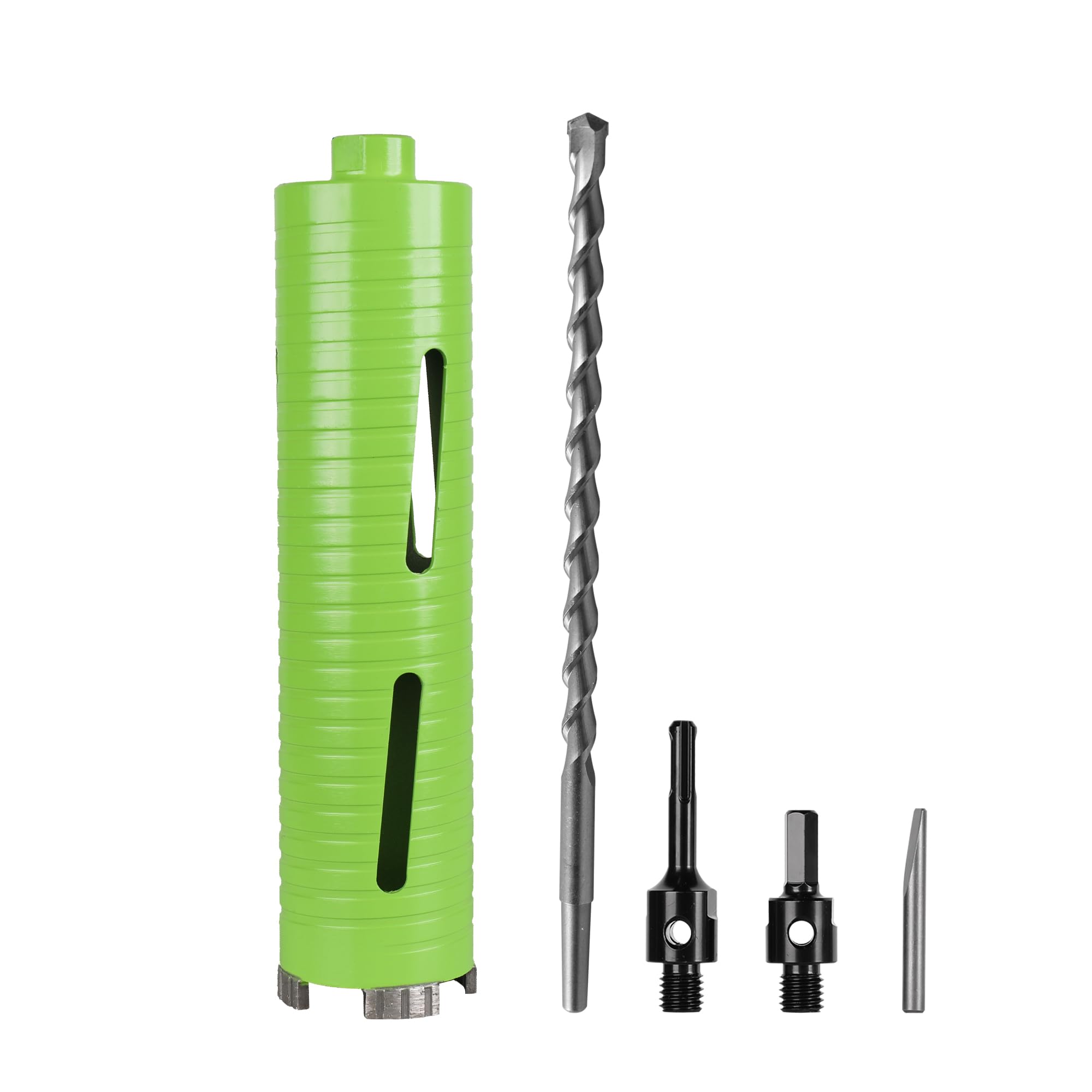 Photo 1 of BETTERI 2 1/2 Inch Dry Core Drill Bit with Pilot Bit and 2 Pcs Adapters (SDS Plus Adapter&Hex Adapter), 5/8"-11 Threaded Diamond Core Bit for Concrete/Brick/Masonry, 10" Drilling Depth