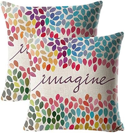 Upersonality Printed Colorful Linen Fabric Throw Pillow Case Cushion Cover 18" x 18" 45cm x 45cm Set of 2 (multi2)