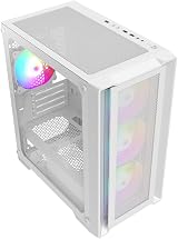 CiT Vento Micro-ATX Gaming PC Case Mesh Tempered Glass 4 ARGB Fans White view 3