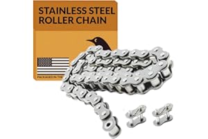 PGN #35 Stainless Steel Roller Chain - 10 Feet + 2 Free Connecting Links - #35SS - Stainless Steel Chains for Bycicles, Mini 