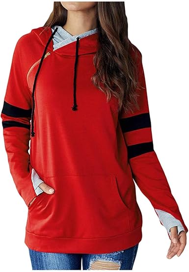 thin red zip up hoodie