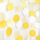 Yellow-White Women-Birthday Party-Decorations Garland Streamers - 52Ft Lemon Baby Shower Graduation Hanging Banner,Sunflower Classroom Pastel Backdrop Decor Huglony
