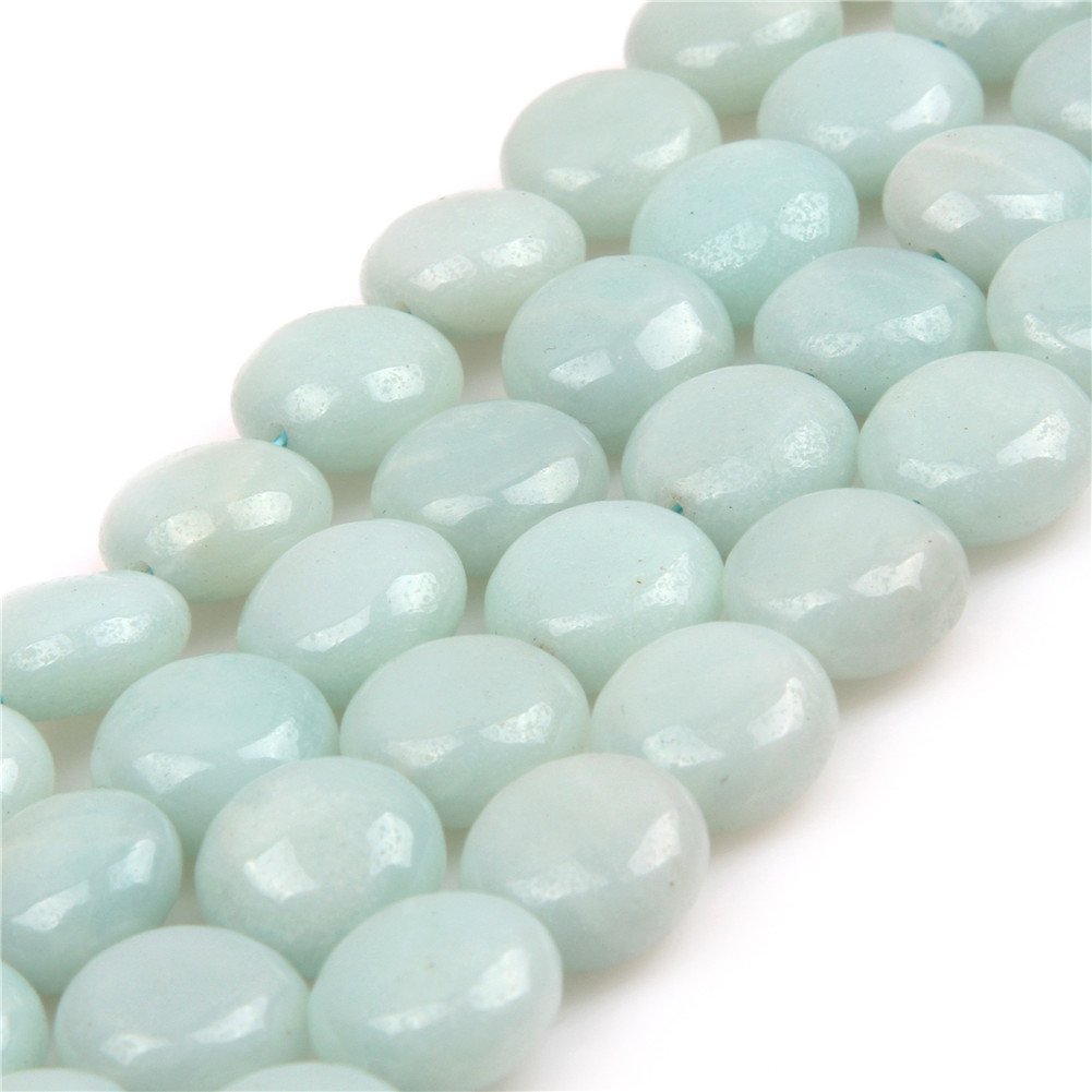 Sweet & Happy Girl's Store 12mm Coin Amazonite Gemstone Beads Strand 15 Inch Jewellery Making Beads
