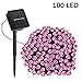 SOLMORE Solar Powered LED String Light, Ambiance Lighting, 17M 100 LED Starry Solar Fairy String Lights for Outdoor, Gardens, Homes, Christmas Party Holiday Landscape Decor Pink 