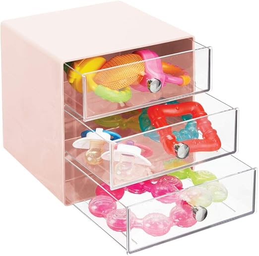 Amazon Com Mdesign Plastic Accessory 3 Drawer Cube Box Storage