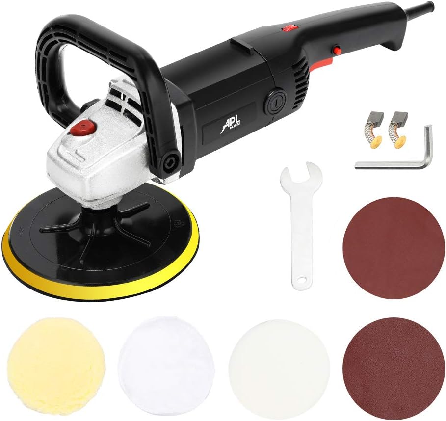 APLMAN 7inch Buffer Polisher, 10A, 6 Variable Speeds, Ideal for Car