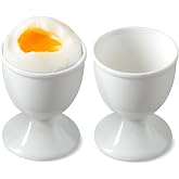Cinf Ceramic Egg Cups, Set of 2, White Boiled Egg Holders for Breakfast | Set of 2 ceramic egg cups, classic white design, easy to clean, ideal for boiled eggs, breakfast serving and holiday gifting