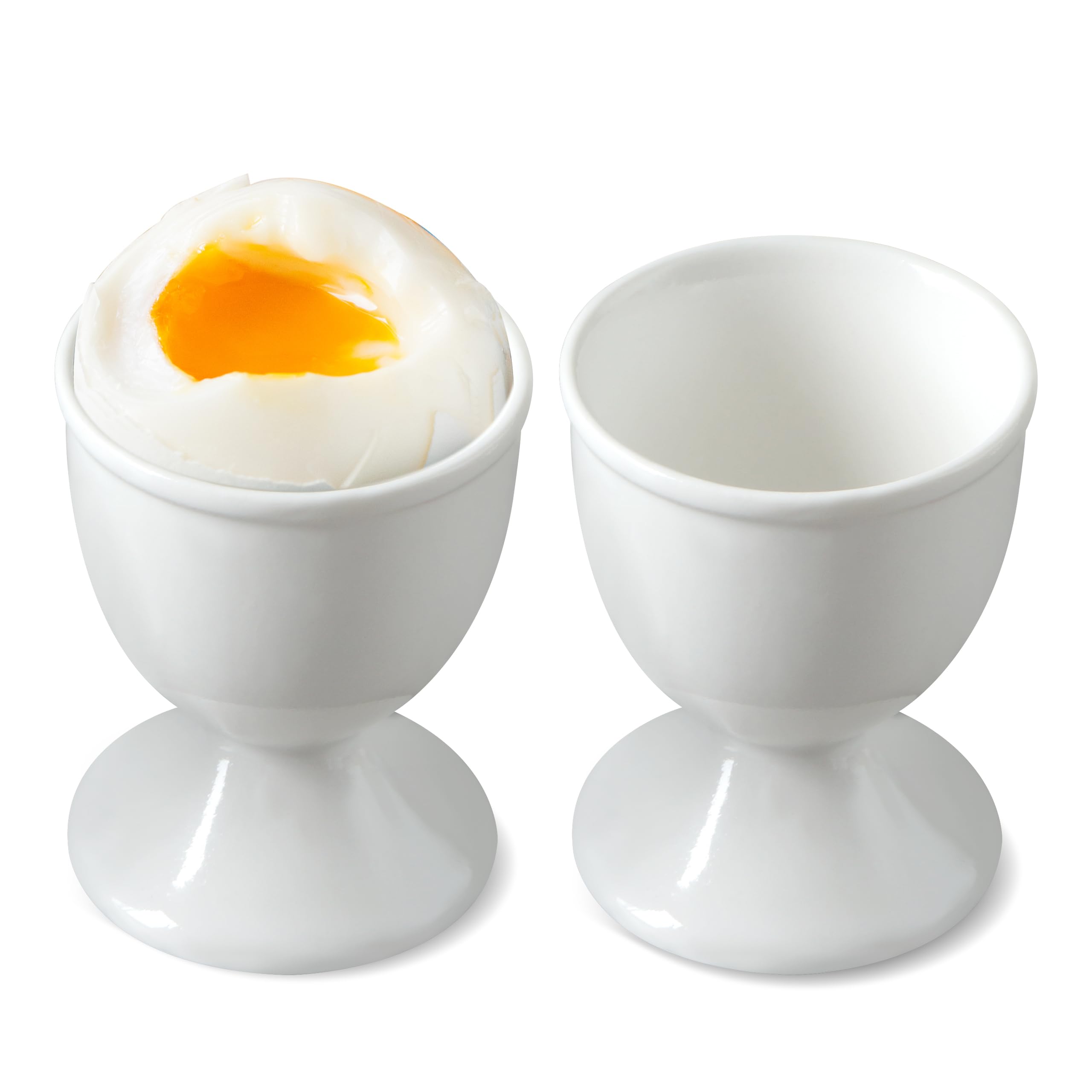 Photo 1 of Cinf Ceramic Egg Cup Set of 2 White Porcelain Holder Breakfast Boiled Cooking Easy to Clean Childhood Memories Kitchen