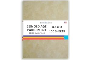 THUNDERBOLT PAPER 100 Old Age Parchment 65lb Cover Paper Sheets Cardstock Weight Colored Sheets 8.5X11 Inches Standard Letter Size - Printable Parchment