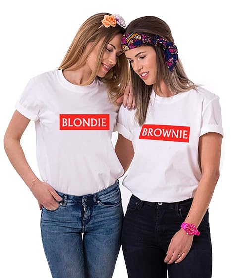 Blondie Brownie Shirts Partner Look Pärchen T-Shirt Set 2 Stücke