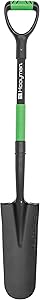 Hooyman Shovel with Heavy Duty Construction, Ergonomic No-Slip Handle and Oversized Steps for Gardening, Land Management, Yard Work, Farming and Outdoor