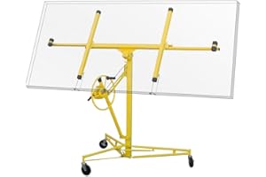 Stark USA 16 ft Drywall Lift Rolling Sheetrock Panel Hoist Jack Dolly Lift Construction Tool Panel Sheet Rock Hoist Jack Dolly Lift, Yellow