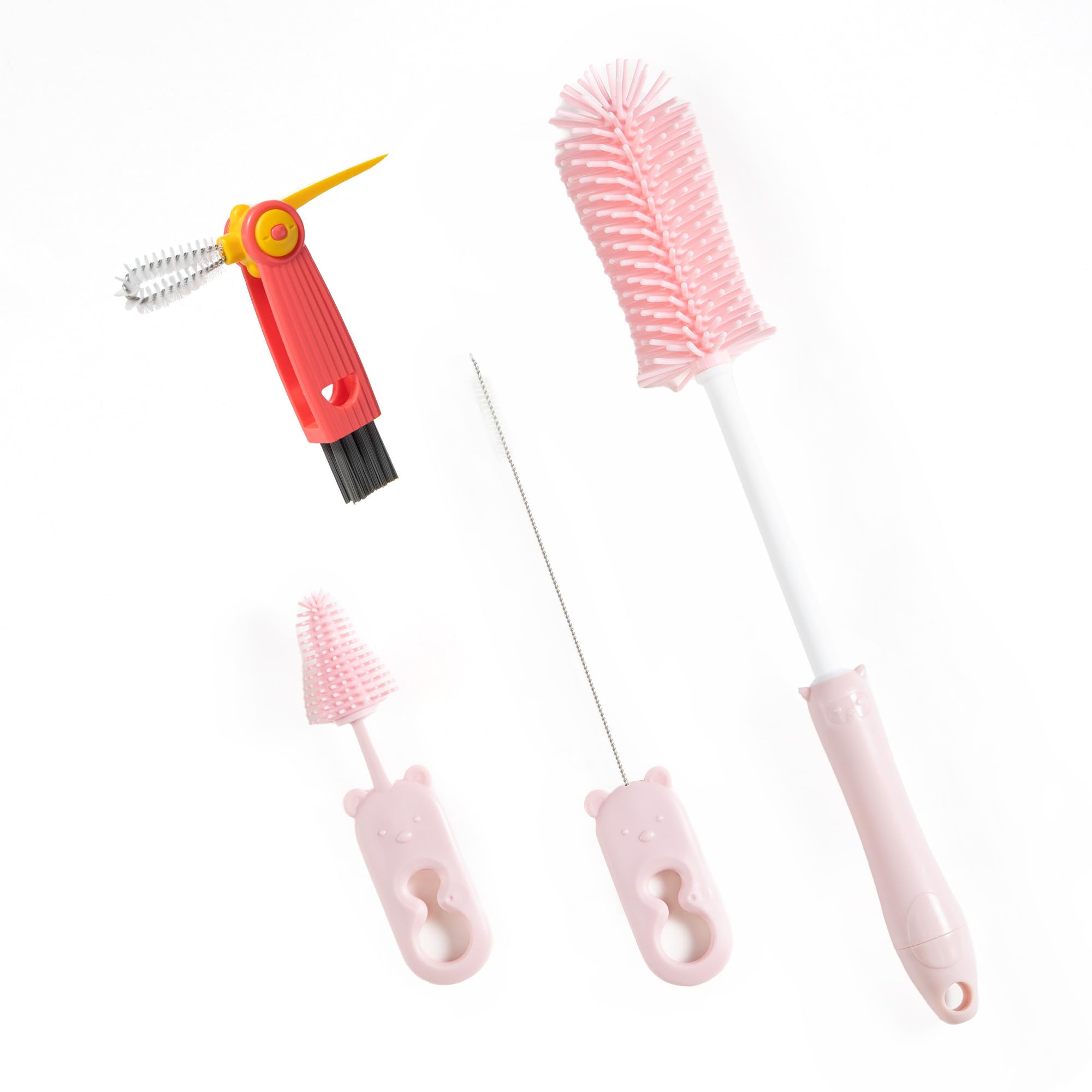 Photo 1 of Chemimoso Silicone Bottle Cleaning Brush, 13.4in Long Handle Water Cup Bottles Cleaner for Baby Bottles, Stanley Mug, Sports Bottle, Glass Vase, with a Tiny Cup Lid Gap Cleaning Brush, z Pink