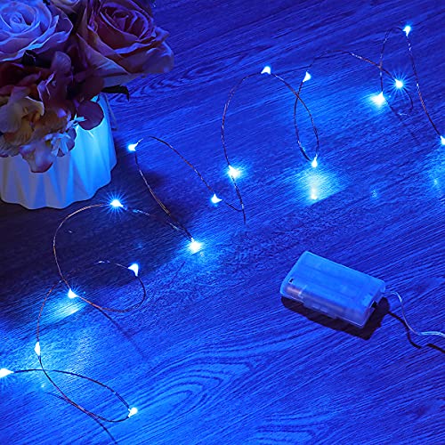 Ariceleo Mini Fairy Lights Battery Operate, 4 Pack Copper Wire Night Lights 3*AAA Battery Powered Led Starry Fairy String Lights for Bedroom, Christmas, Party, Wedding, Decoration(5m/16ft Blue)