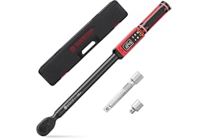 SUERCUP 1/2-inch Digital Torque Wrench(3.8-250.8Ft.Lb/5.1-340Nm) ±1% Accuracy Digital Torque Wrench with Vibration, Buzzer,LED Notification and Five Units of Measure, for Car,Motorcycle Repair, DIY