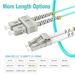RamboCables 20m(66ft) OM4 SC LC Fiber Patch Cables