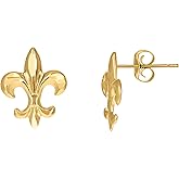 10kt Yellow Gold Womens Fleur De Lis Symbol Stud Earrings