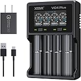 XTAR Universal Smart 4 Bay Battery Charger VC4 Plus Type C LCD 18650 Battery Charger for 3.7V 3.6V Li-ion Rechargeable Batter