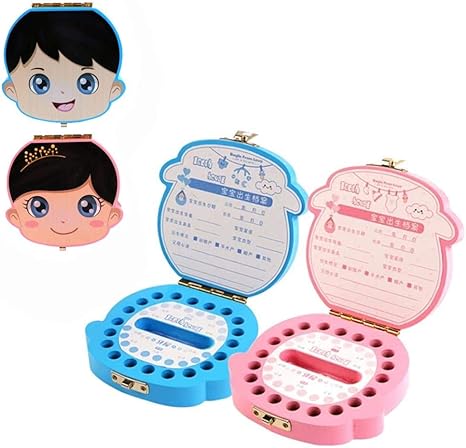Caja de dientes para bebés 2 en 1 Caja de fotos Caja Dientes Inglés/Español Texto