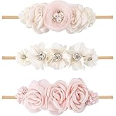 BFNAAgirl Baby Girl Floral Headband Nylon Flower Crown Elastic Hairband 3pcs Hair Accessories Gift for Girls (33#)
