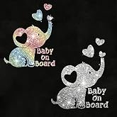 2PCS Sparkling Elephant Love Letter Self-Adhesive PVC Rainbow Glittery Decal Sticker for Cars, Laptops, Trucks, Motorcycles Wall Window Luggage Scratch Cover Door Multi-Surface Decor Sticker