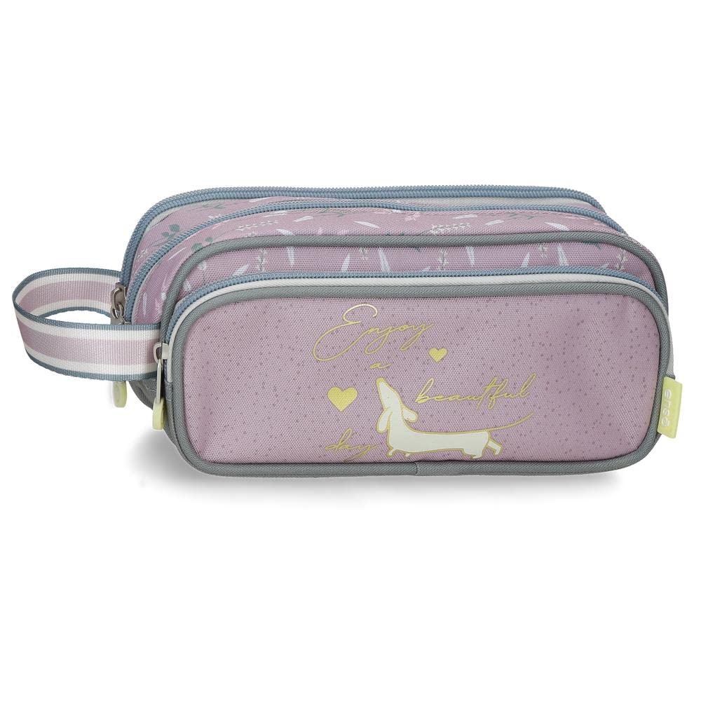 Enso Beautiful day Triple Purple Pencil Case 22x10x9 cms Polyester
